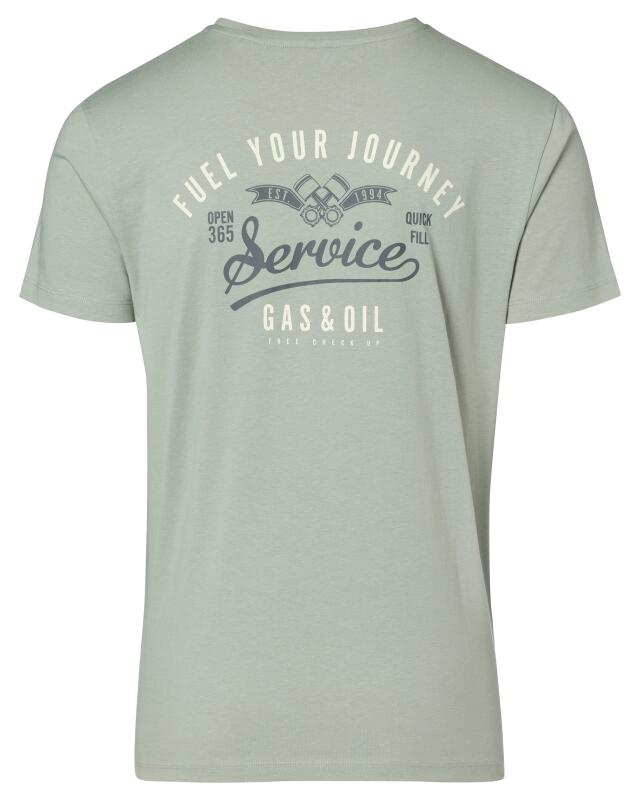 T-shirt with front and back print for men, light green (KiK T-Shirt mit Front- und Backprint (hellgrün)) — KiK, authentic German product in Morocco