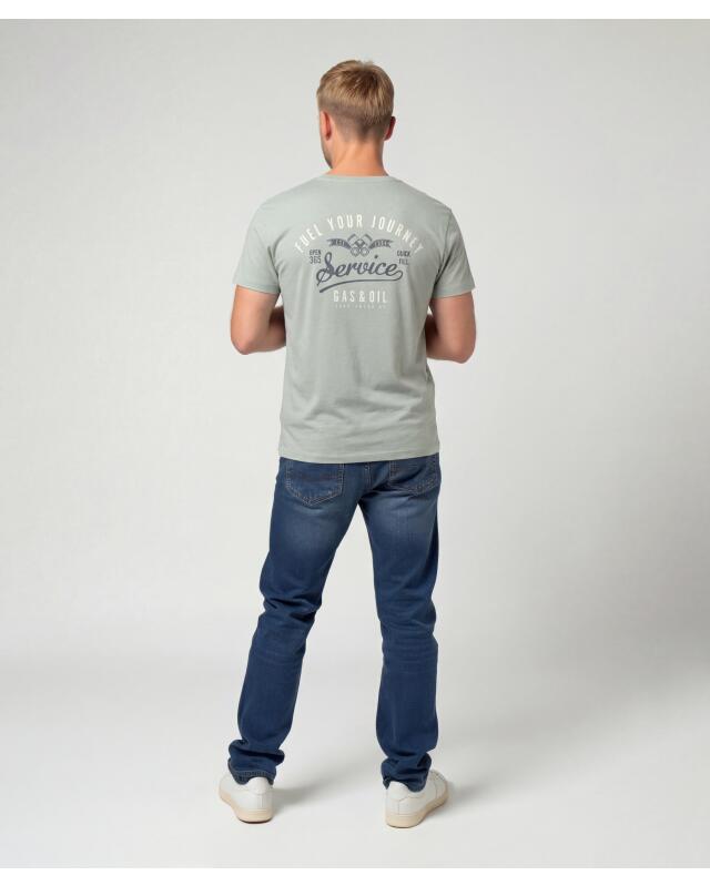 T-shirt with front and back print for men, light green (KiK T-Shirt mit Front- und Backprint (hellgrün)) — KiK, authentic German product in Morocco