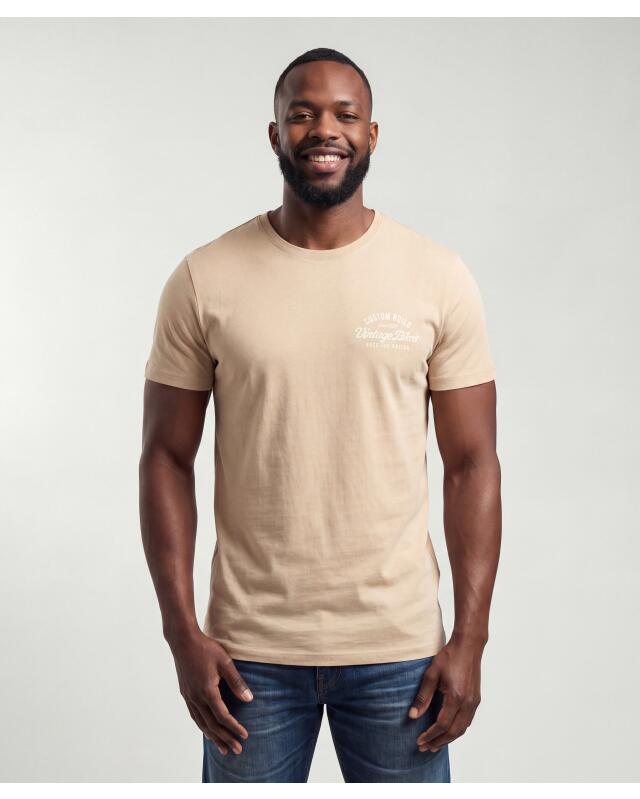 T-shirt à imprimé devant et dos homme, écru (KiK T-Shirt mit Front- und Backprint (naturfarben)) — KiK, produit allemand authentique au Maroc