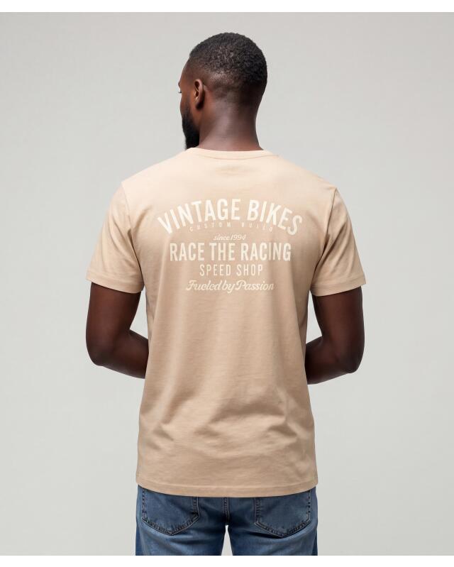 T-shirt à imprimé devant et dos homme, écru (KiK T-Shirt mit Front- und Backprint (naturfarben)) — KiK, produit allemand authentique au Maroc