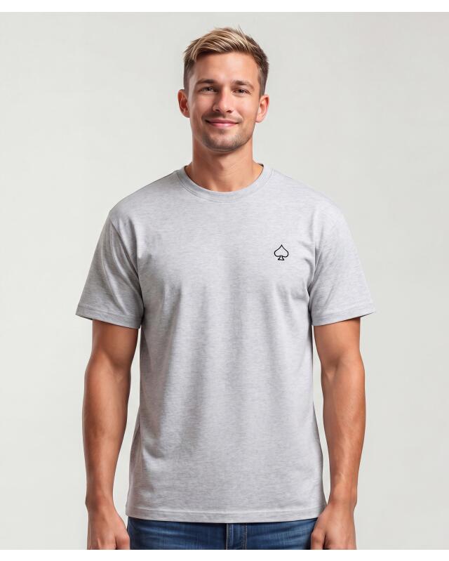 T-shirt with embroidery for men, grey marl (KiK T-Shirt mit Stickerei (grau melange)) — KiK, authentic German product in Morocco