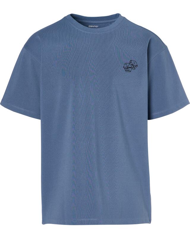 T-shirt with embroidery for men, denim blue (KiK T-Shirt mit Stickerei (jeansblau)) — KiK, authentic German product in Morocco