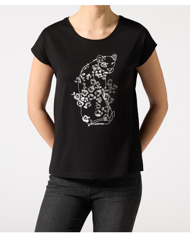T-shirt à détails scintillants femme, noir (KiK T-Shirt mit schimmernden Details (schwarz)) — KiK, produit allemand authentique au Maroc