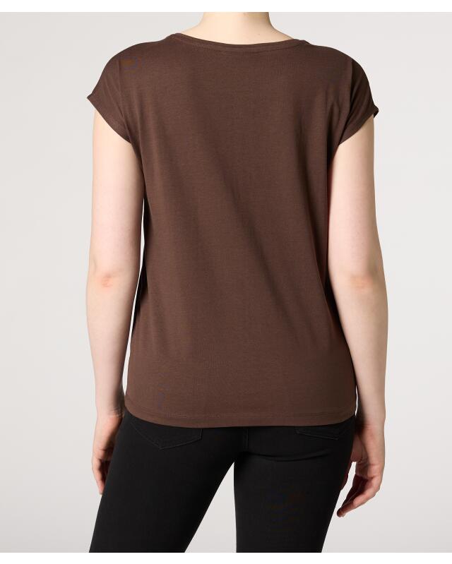 T-shirt à détails scintillants femme, marron foncé imprimé (KiK T-Shirt mit schimmernden Details (dunkelbraun bedruckt)) — KiK, produit allemand authentique au Maroc