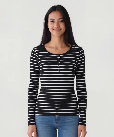 Geripptes Langarmshirt