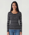 Geripptes Langarmshirt schwarz/weiß
