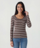 Geripptes Langarmshirt braun/weiß