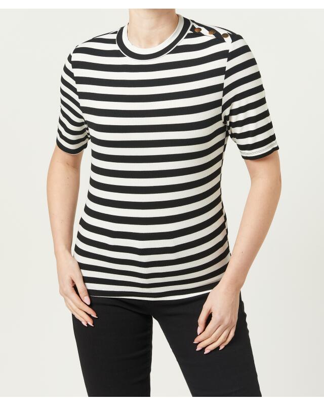T-shirt rayé femme, noir/blanc (KiK Gestreiftes Shirt (schwarz/weiß)) — KiK, produit allemand authentique au Maroc