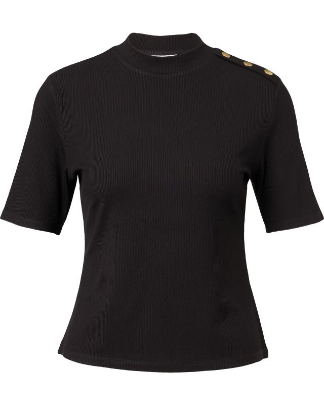 T-shirt à boutons décoratifs femme, noir (KiK T-Shirt mit Zierknöpfen (schwarz)) — KiK, produit allemand authentique au Maroc