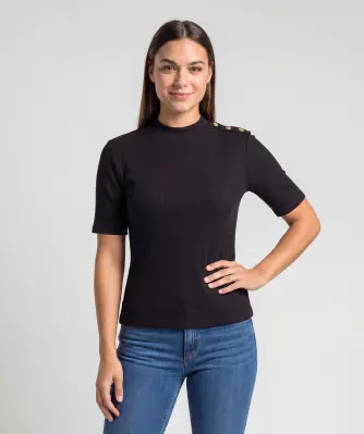 T-Shirt mit Zierknöpfen