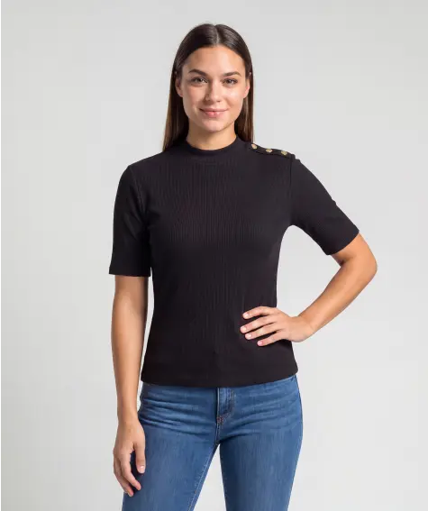 T-Shirt mit Zierknöpfen