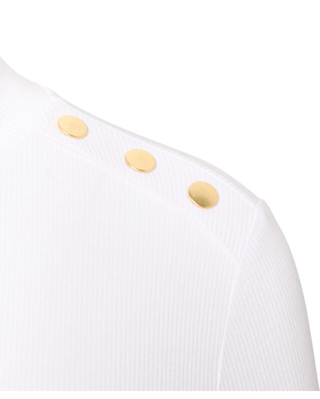 تيشيرت بأزرار زخرفية للنساء، أبيض (KiK T-Shirt mit Zierknöpfen (weiß)) — KiK, منتج ألماني أصلي في المغرب