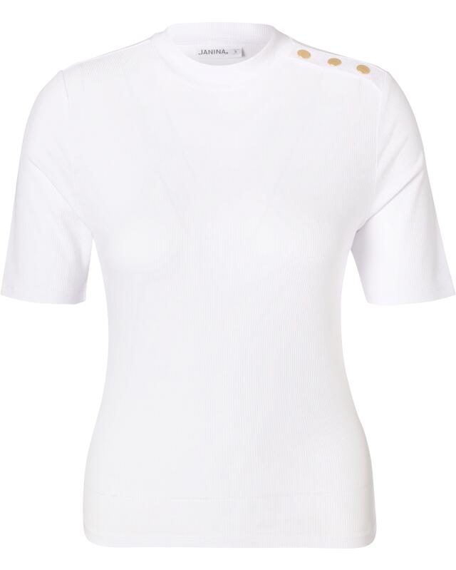 تيشيرت بأزرار زخرفية للنساء، أبيض (KiK T-Shirt mit Zierknöpfen (weiß)) — KiK, منتج ألماني أصلي في المغرب