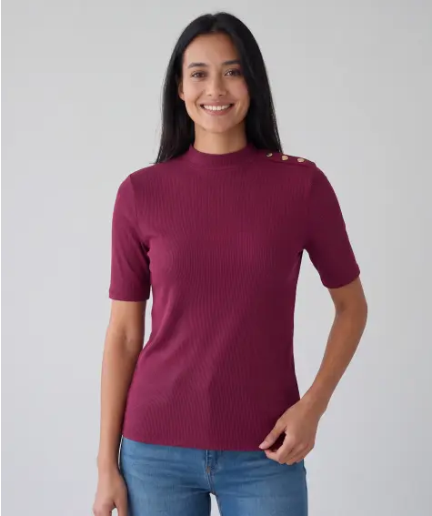 T-Shirt mit Zierknöpfen