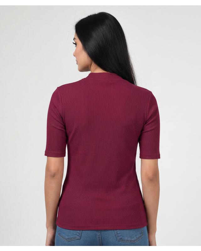 T-shirt à boutons décoratifs femme, baie (KiK T-Shirt mit Zierknöpfen (beere)) — KiK, produit allemand authentique au Maroc