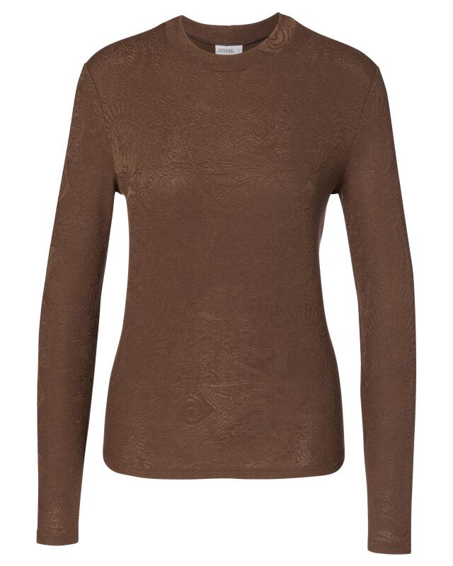T-shirt manches longues à motif texturé femme, marron (KiK Langarmshirt mit strukturiertem Muster (braun)) — KiK, produit allemand authentique au Maroc