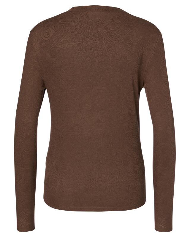 T-shirt manches longues à motif texturé femme, marron (KiK Langarmshirt mit strukturiertem Muster (braun)) — KiK, produit allemand authentique au Maroc