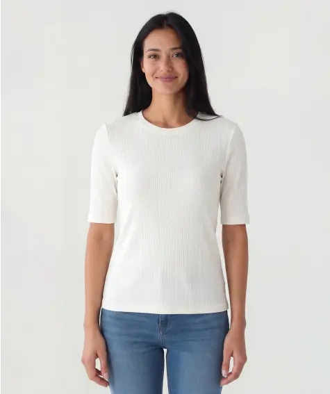 T-shirt met ribboord