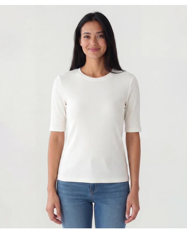 Ribbed T-shirt for women, white (KiK Geripptes Shirt (weiß)) — KiK, authentic German product in Morocco