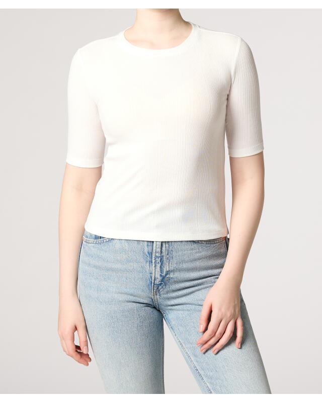 Ribbed T-shirt for women, white (KiK Geripptes Shirt (weiß)) — KiK, authentic German product in Morocco