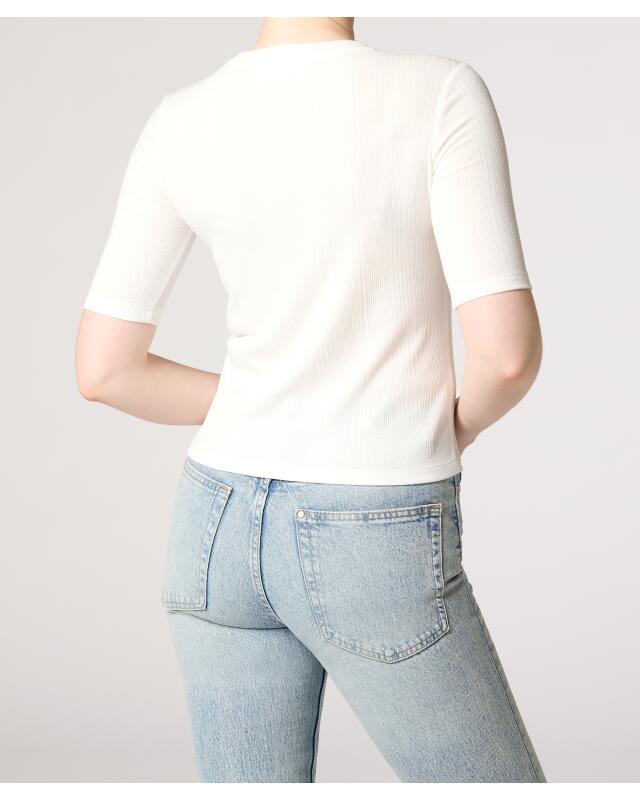 Ribbed T-shirt for women, white (KiK Geripptes Shirt (weiß)) — KiK, authentic German product in Morocco