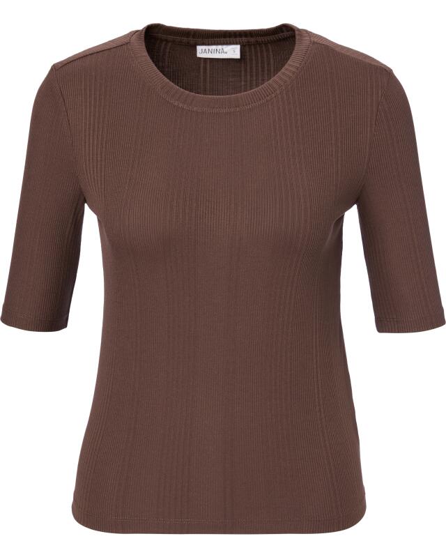 T-shirt côtelé femme, marron (KiK Geripptes Shirt (braun)) — KiK, produit allemand authentique au Maroc