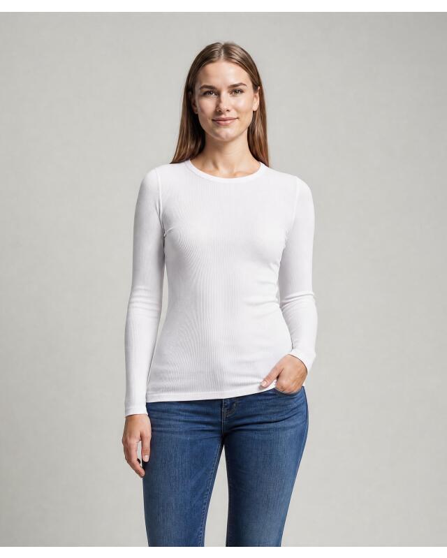 T-shirt à manches longues basique femme, blanc (KiK Basic Langarmshirt (weiß)) — KiK, produit allemand authentique au Maroc