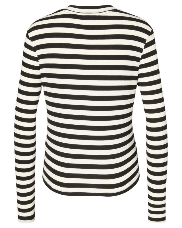 Long-sleeve top with shoulder buttons for women, black/white (KiK Langarmshirt mit Schulterknöpfen (schwarz/weiß)) — KiK, authentic German product in Morocco