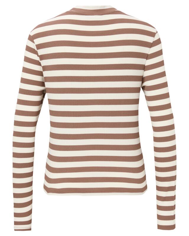 Long-sleeve top with shoulder buttons for women, white/brown (KiK Langarmshirt mit Schulterknöpfen (weiß/braun)) — KiK, authentic German product in Morocco