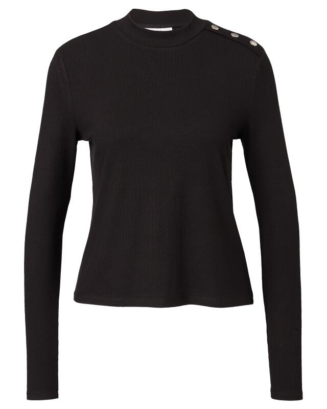 Long-sleeve top with decorative buttons for women, black (KiK Langarmshirt mit Zierknöpfen (schwarz)) — KiK, authentic German product in Morocco