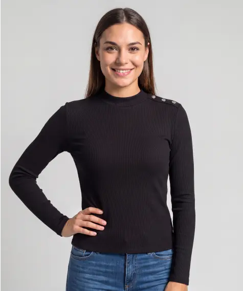 Langarmshirt mit Zierknöpfen