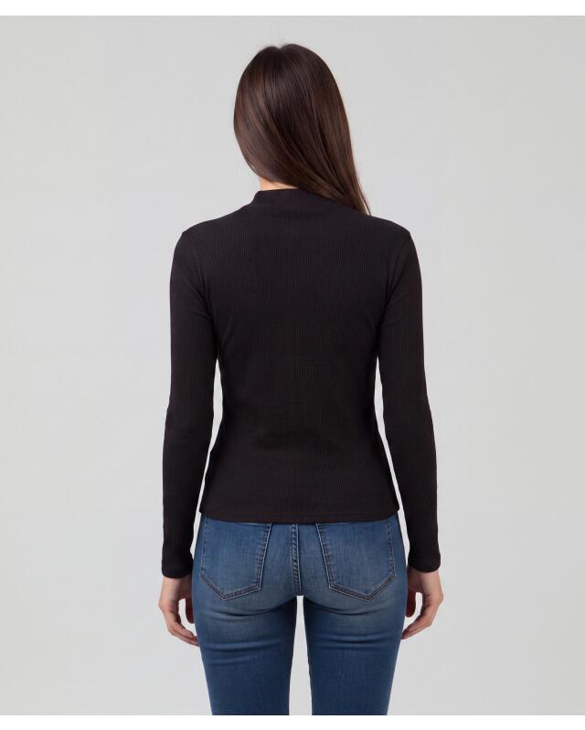 Long-sleeve top with decorative buttons for women, black (KiK Langarmshirt mit Zierknöpfen (schwarz)) — KiK, authentic German product in Morocco