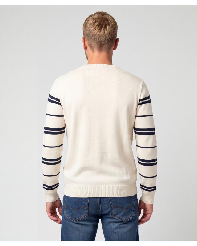 Fine-knit striped jumper for men, off-white (KiK Feinstrickpullover mit Streifen (offwhite)) — KiK, authentic German product in Morocco