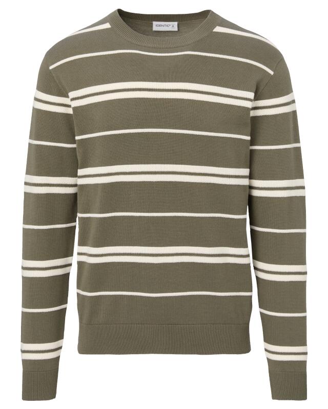 Pull en maille fine à rayures homme, kaki (KiK Feinstrickpullover mit Streifen (Khaki)) — KiK, produit allemand authentique au Maroc