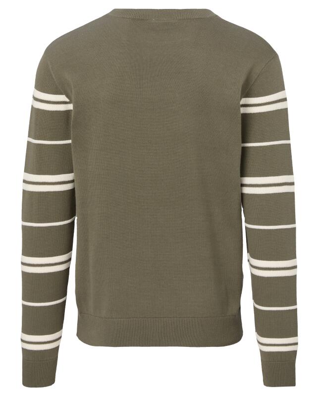 Pull en maille fine à rayures homme, kaki (KiK Feinstrickpullover mit Streifen (Khaki)) — KiK, produit allemand authentique au Maroc