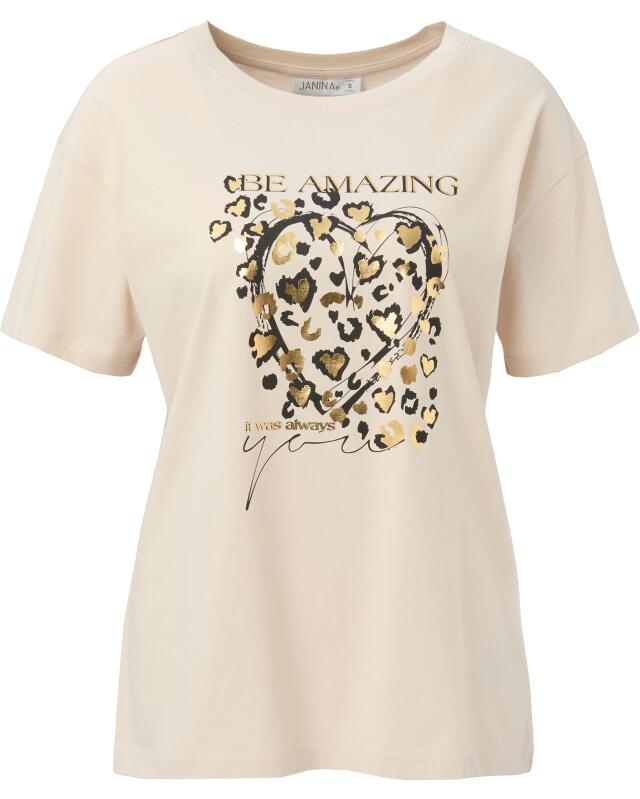 تيشيرت بطبعة ذهبية للنساء، كريمي (KiK T-Shirt mit goldenem Print (creme)) — KiK, منتج ألماني أصلي في المغرب