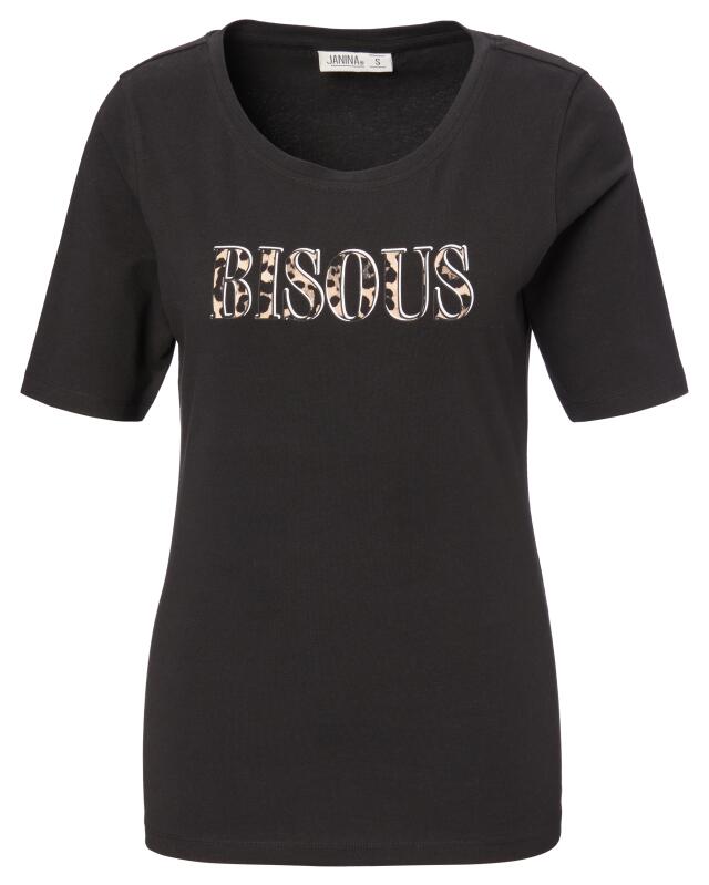 تيشيرت بكتابة للنساء، أسود (KiK T-Shirt mit Schriftzug (schwarz)) — KiK, منتج ألماني أصلي في المغرب