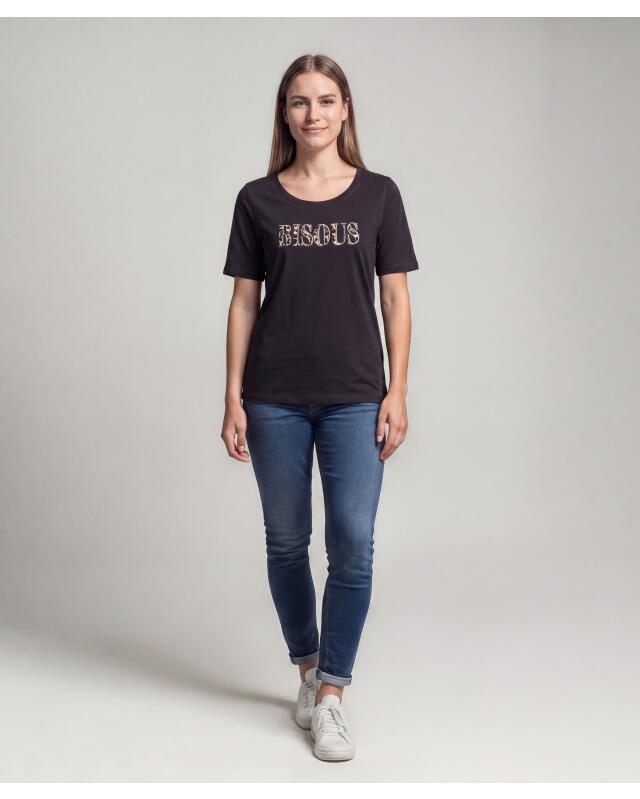تيشيرت بكتابة للنساء، أسود (KiK T-Shirt mit Schriftzug (schwarz)) — KiK, منتج ألماني أصلي في المغرب