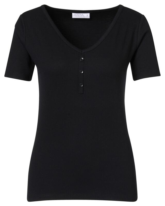 تيشيرت بنسيج مضلع للنساء، أسود (KiK T-Shirt aus Rippstoff (schwarz)) — KiK, منتج ألماني أصلي في المغرب