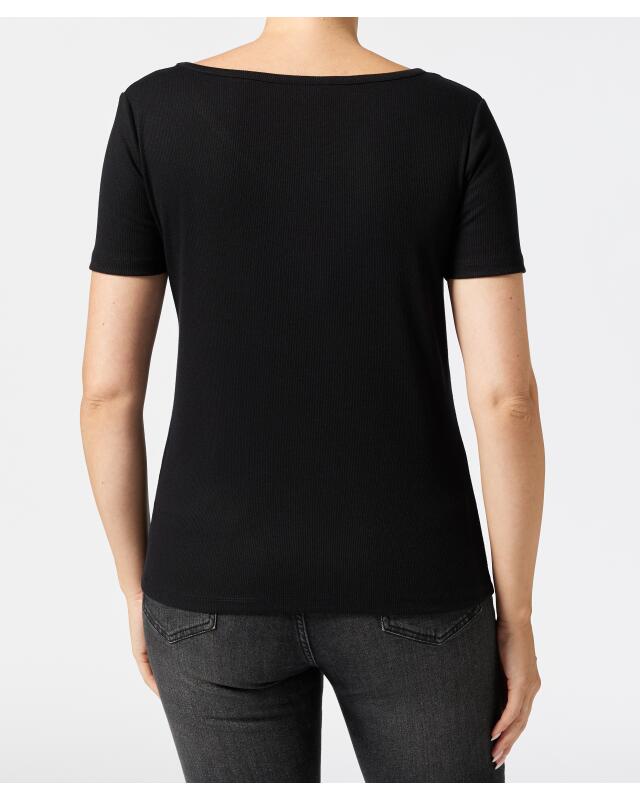 تيشيرت بنسيج مضلع للنساء، أسود (KiK T-Shirt aus Rippstoff (schwarz)) — KiK, منتج ألماني أصلي في المغرب