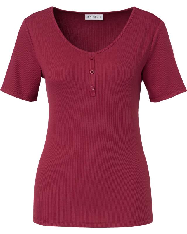 T-shirt en maille côtelée femme, baie (KiK T-Shirt aus Rippstoff (beere)) — KiK, produit allemand authentique au Maroc
