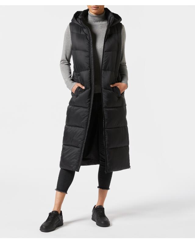 Long quilted gilet for women, black (KiK Gesteppte Longweste (schwarz)) — KiK, authentic German product in Morocco