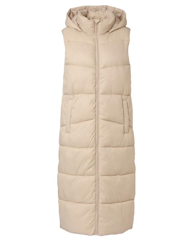 Gilet long sans manches matelassé femme, écru (KiK Gesteppte Longweste (naturfarben)) — KiK, produit allemand authentique au Maroc