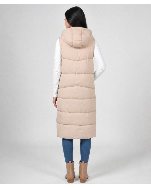 Gilet long sans manches matelassé femme, écru (KiK Gesteppte Longweste (naturfarben)) — KiK, produit allemand authentique au Maroc