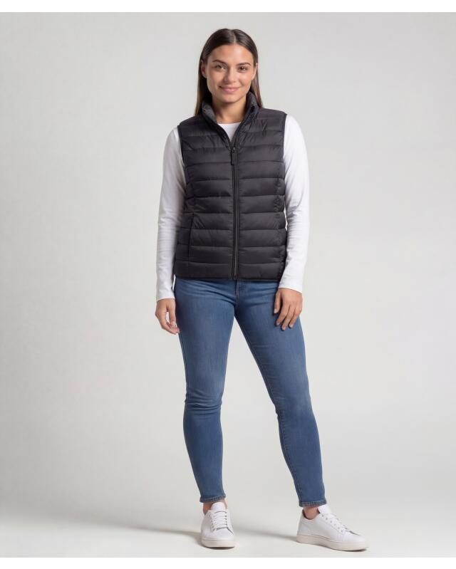 Gilet sans manches matelassé à col montant femme, noir — KiK, produit allemand authentique au Maroc