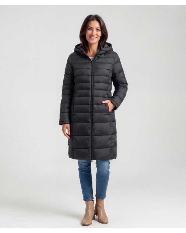 Quilted coat with pockets for women, black — KiK, authentic German product in Morocco