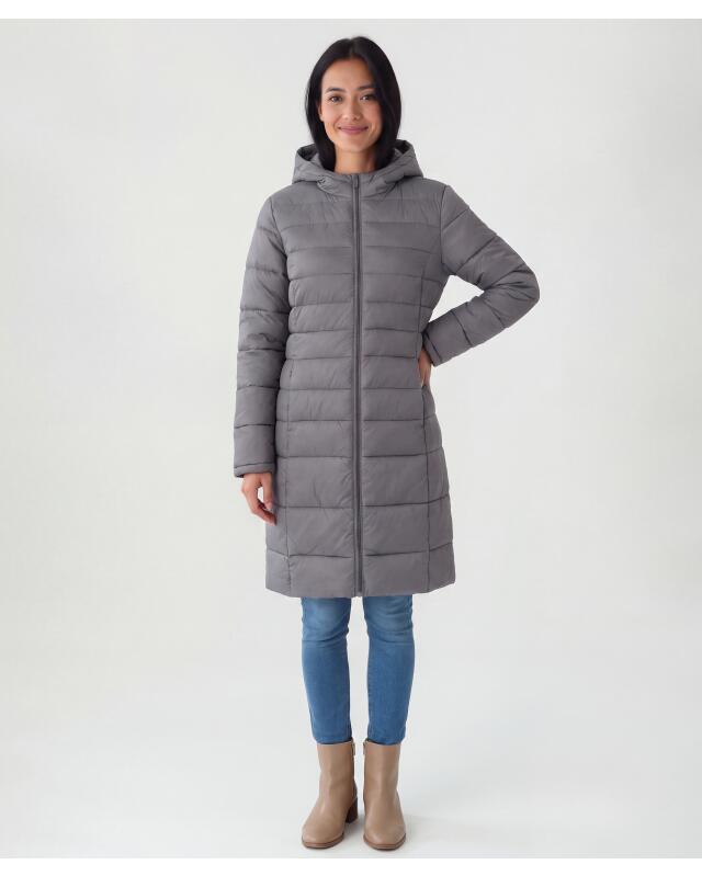 Quilted coat with pockets for women, grey — KiK, authentic German product in Morocco