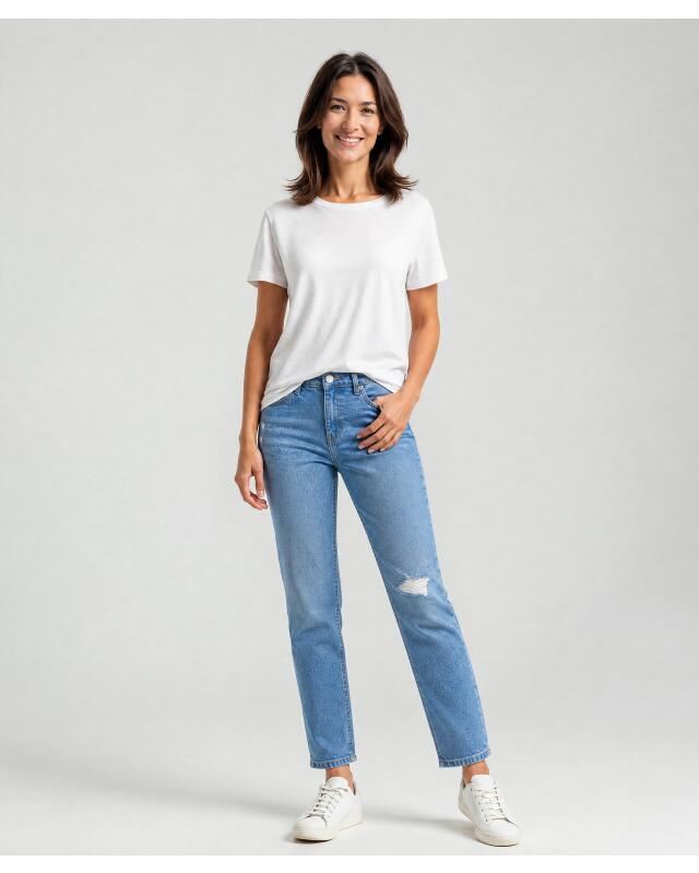 Jean mom tendance femme, bleu jean — KiK, produit allemand authentique au Maroc