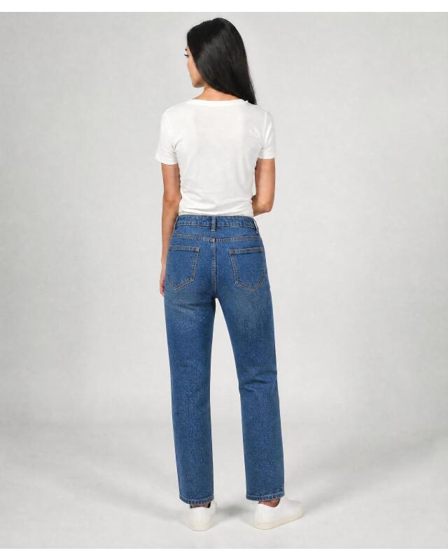 Jean mom tendance femme, jean foncé (KiK Modische Mom-Jeans (jeansblau dunkel)) — KiK, produit allemand authentique au Maroc