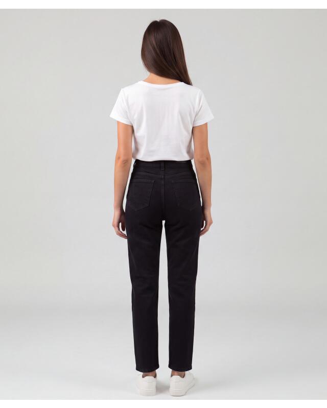 Jean mom tendance femme, jean noir intense (KiK Modische Mom-Jeans (jeans tiefschwarz)) — KiK, produit allemand authentique au Maroc